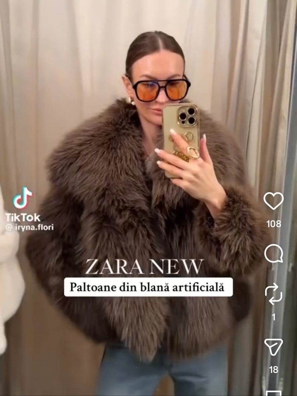 ZARA  FAUX FUR SHORT COAT - Picture 10 of 15